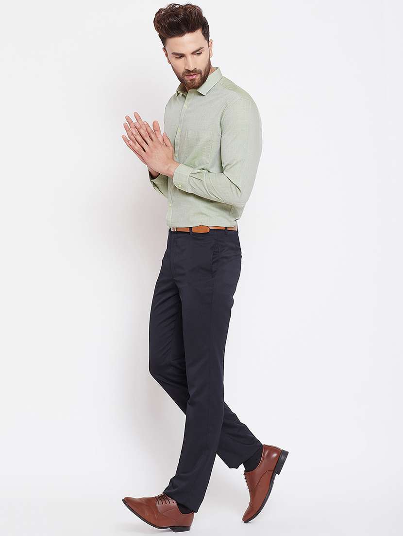 green cotton formal shirt - 16229761 - Standard Image - 3