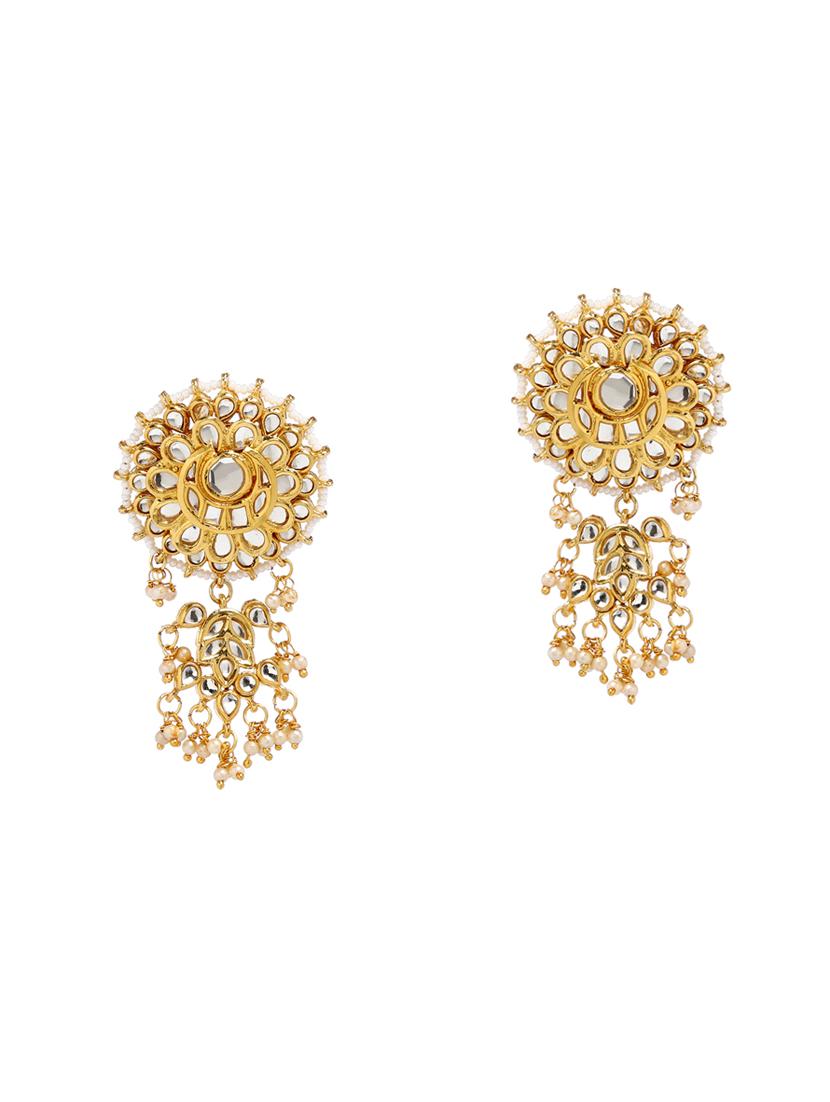 gold metal drop earring - 16235701 -  Zoom Image - 0