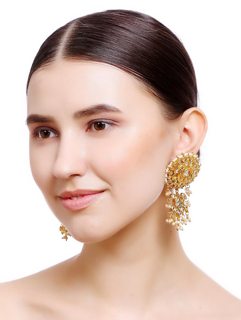 gold metal drop earring - 16235701 - Standard Image - 3