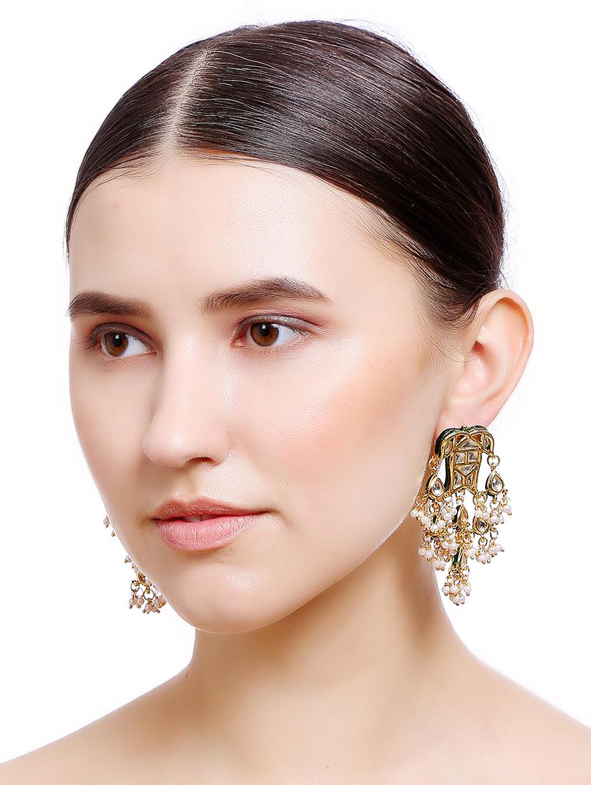 gold metal drop earring - 16235714 - Standard Image - 3