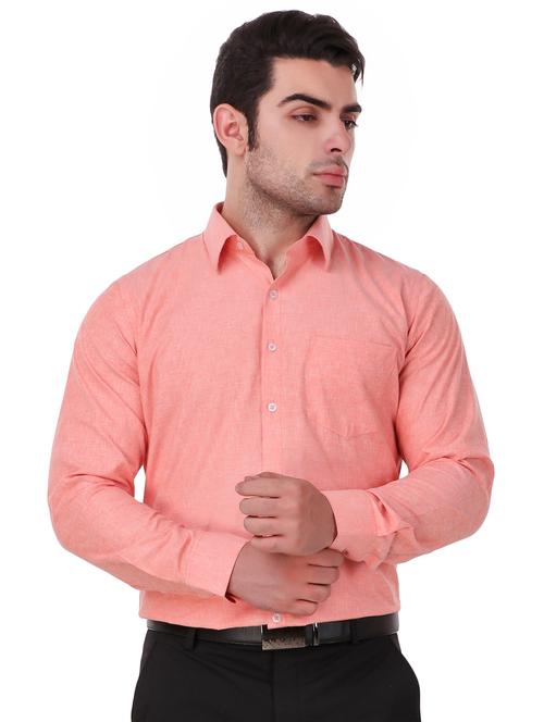 orange solid formal shirt - 16236494 - Standard Image - 0