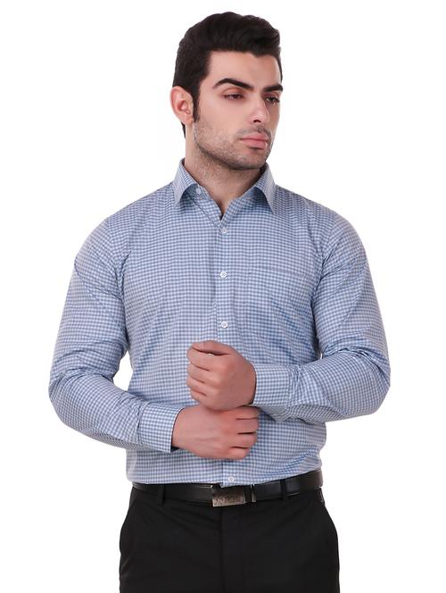 blue checkered formal shirt - 16236501 - Standard Image - 0