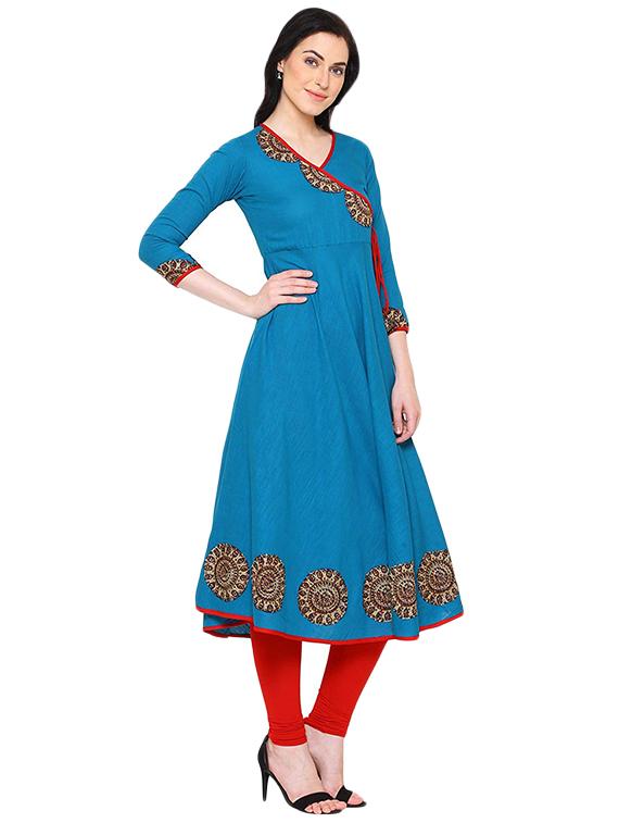 kalamkari printed angrakha kurta - 16236530 -  Zoom Image - 0