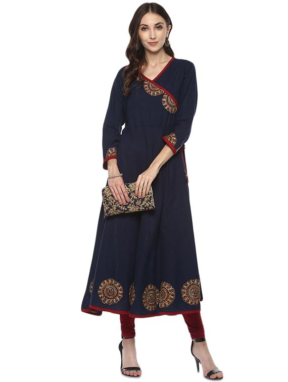 kalamkari printed angrakha kurta - 16236531 -  Zoom Image - 0
