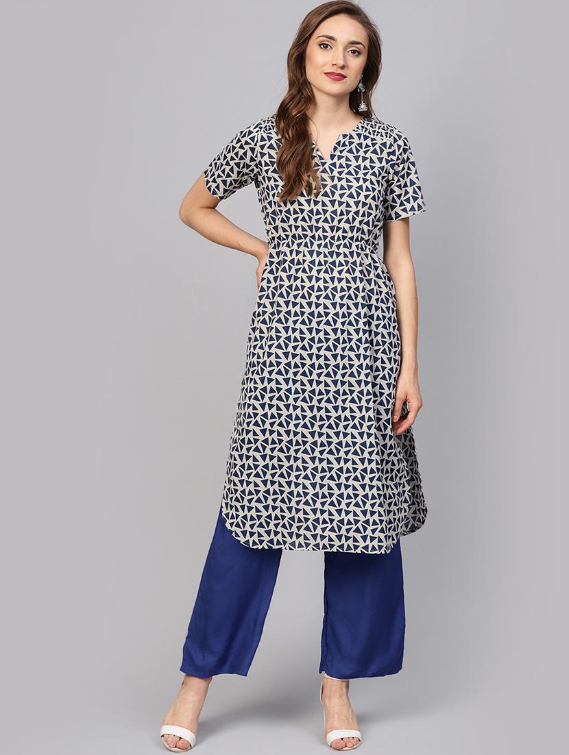 geometrical printed kurta palazzo set - 16237443 -  Zoom Image - 0