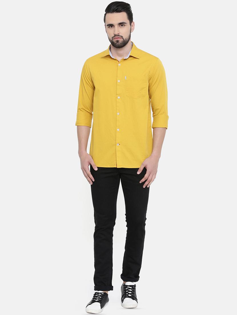 yellow solid casual shirt - 16238390 - Standard Image - 3