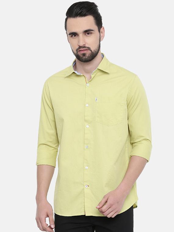 green solid casual shirt - 16238391 -  Zoom Image - 0
