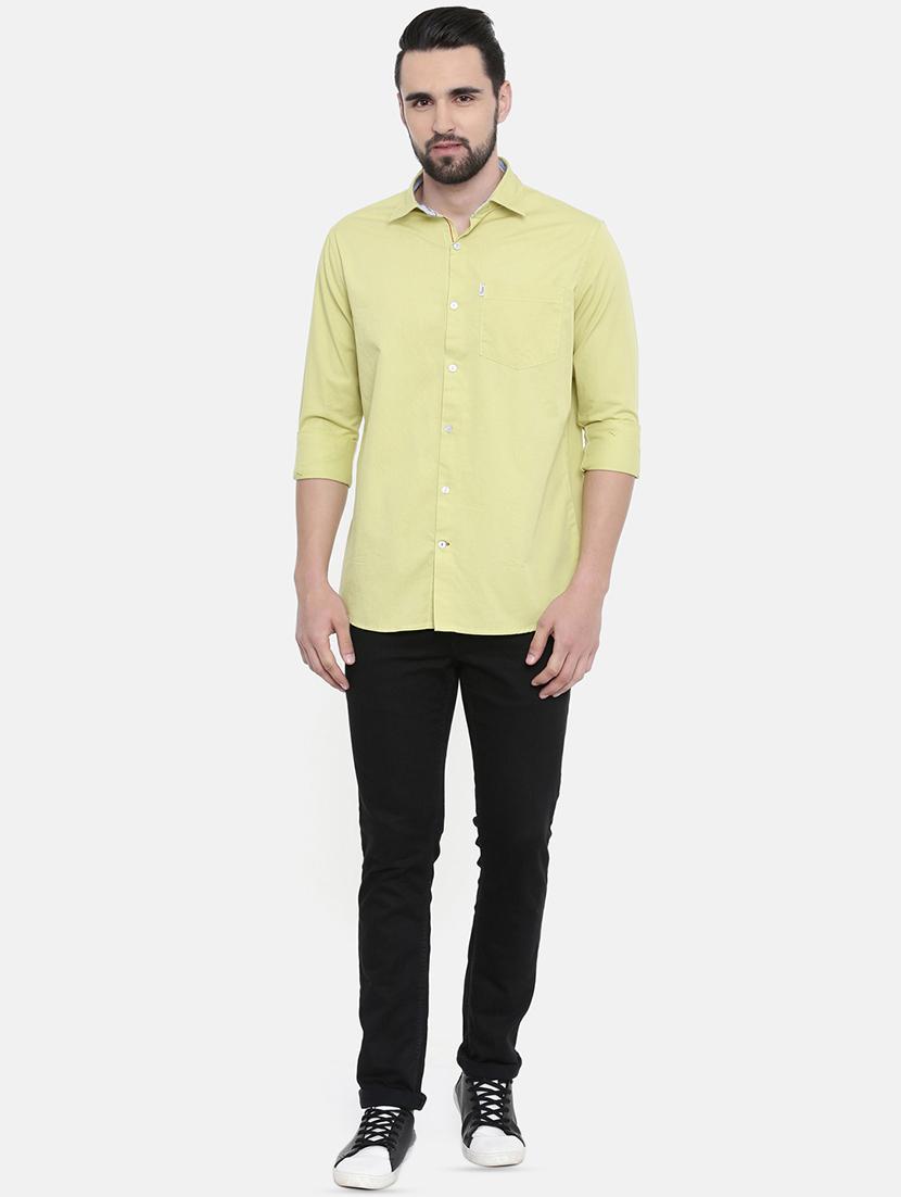 green solid casual shirt - 16238391 - Standard Image - 3