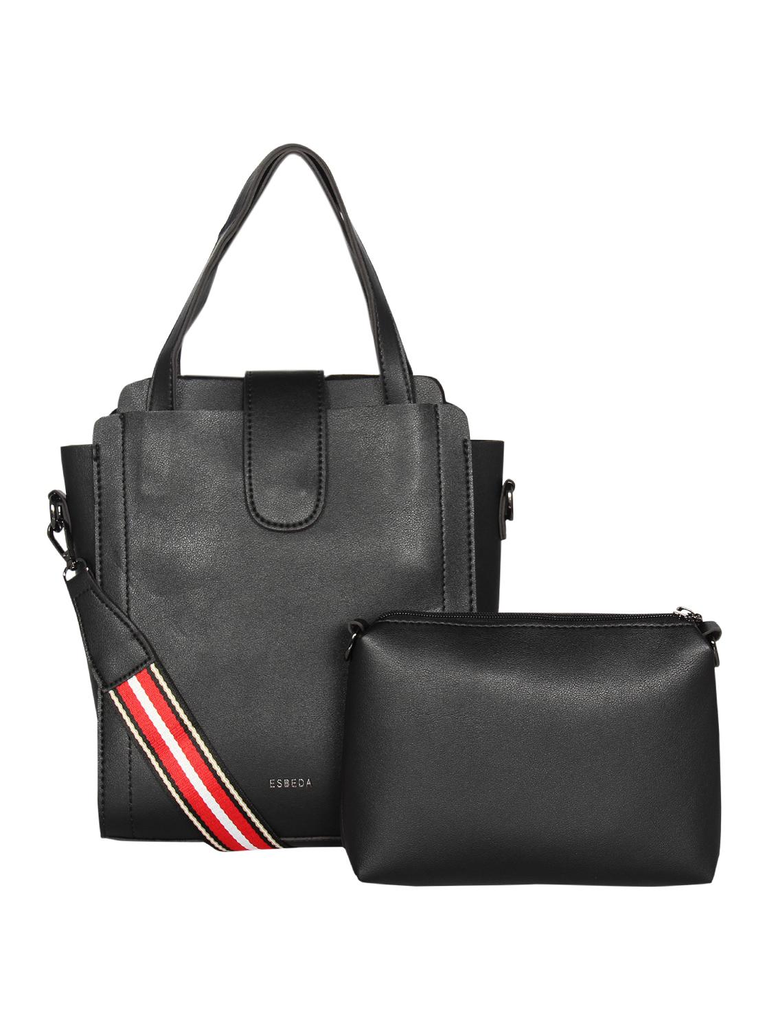black leatherette (pu) handbag and purse combo - 16238469 -  Zoom Image - 0