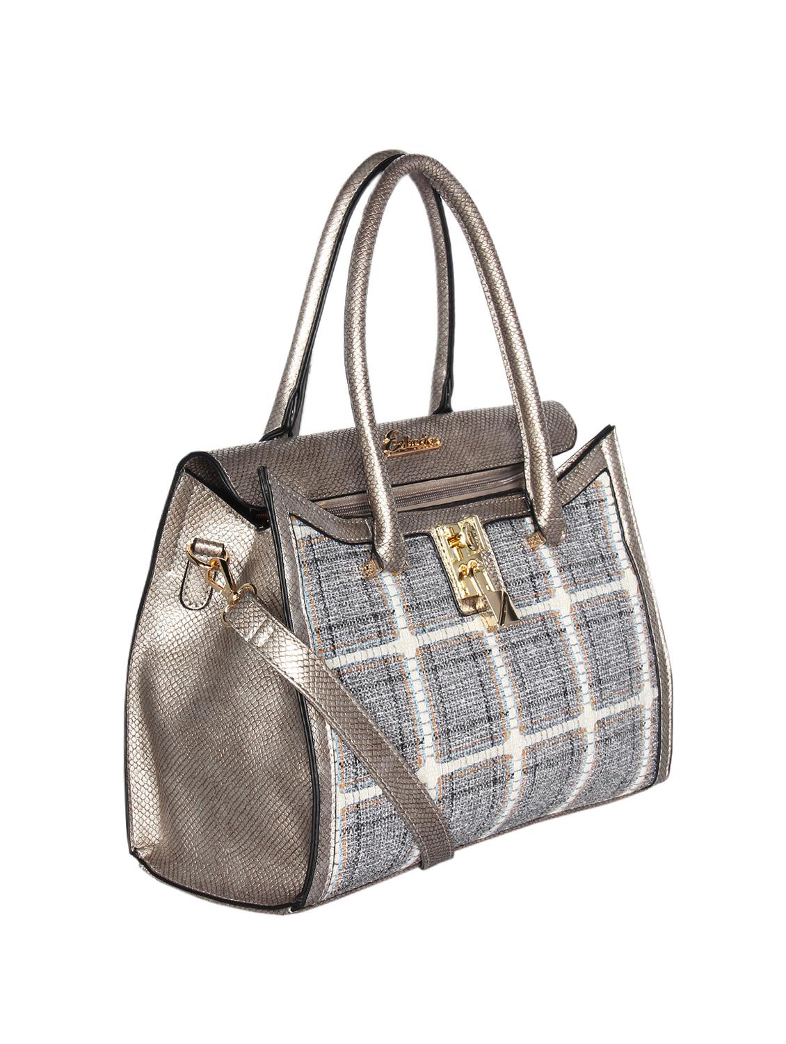 gold leatherette (pu) regular handbag - 16238476 - Standard Image - 3
