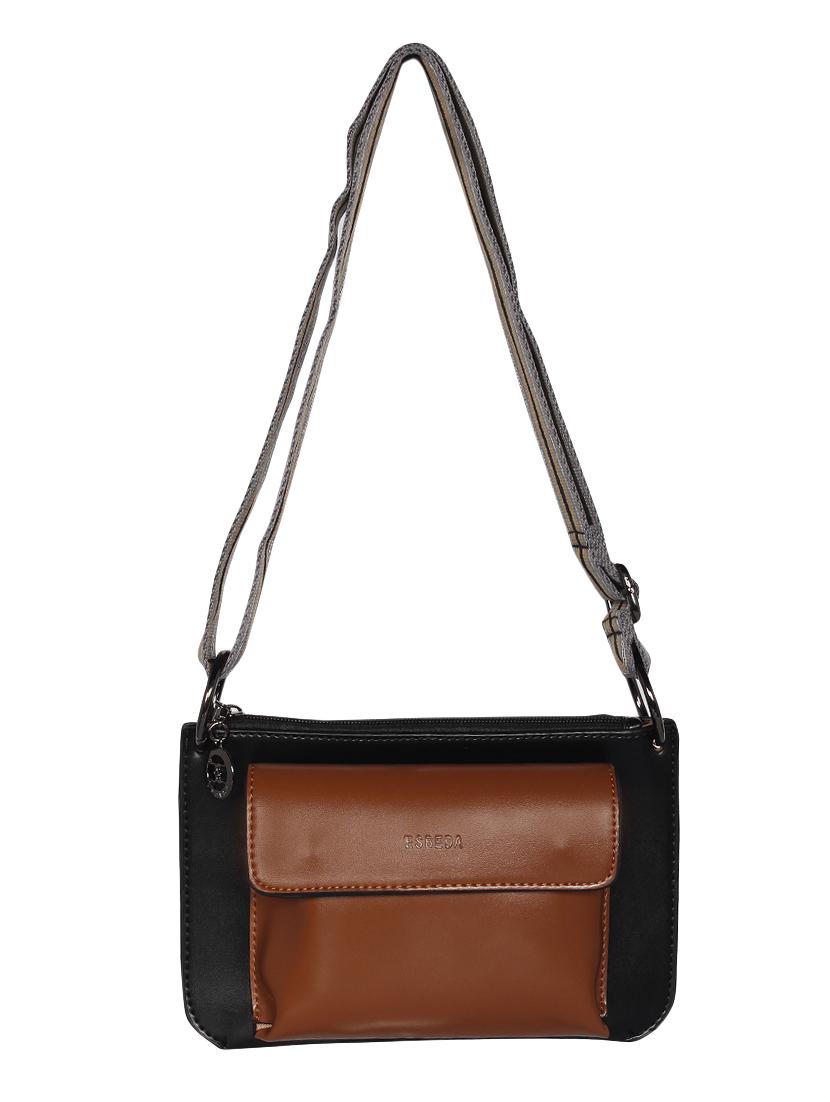 brown leatherette (pu) regular sling bag - 16238554 -  Zoom Image - 0