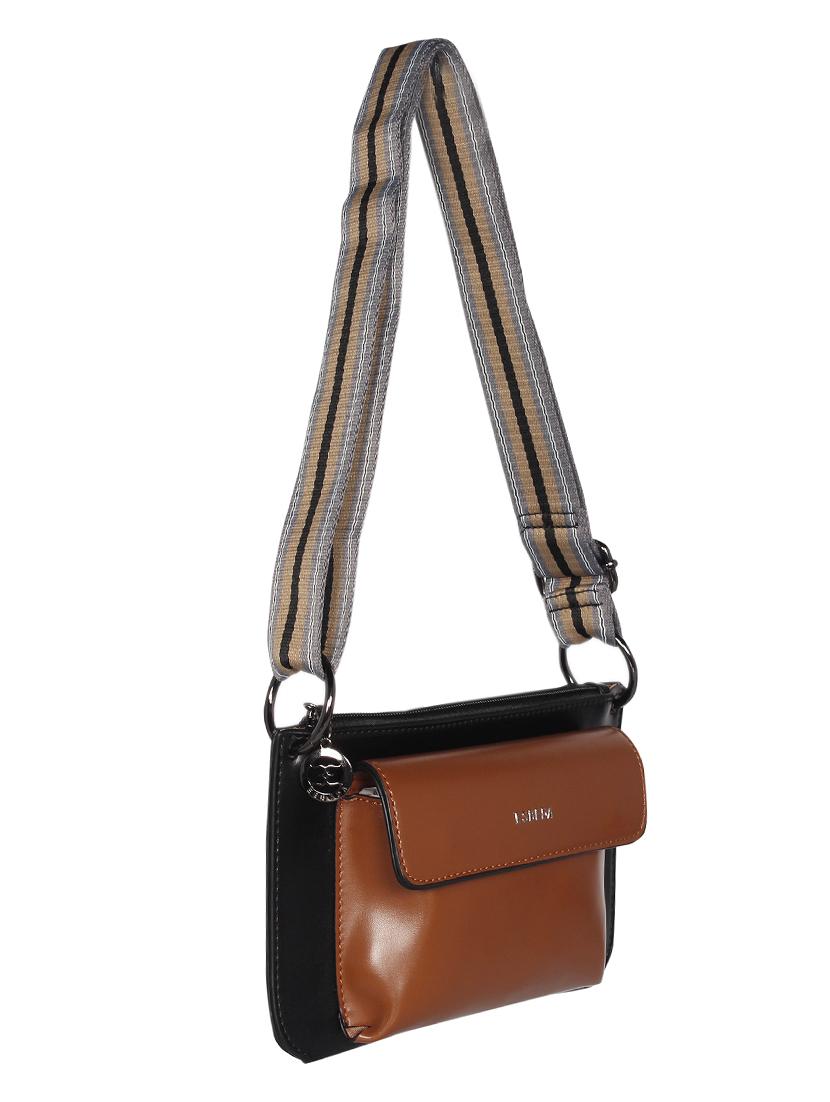 brown leatherette (pu) regular sling bag - 16238554 - Standard Image - 3