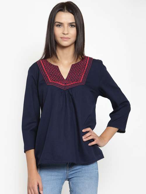 women's straight notch neck top - 16241730 - Standard Image - 0