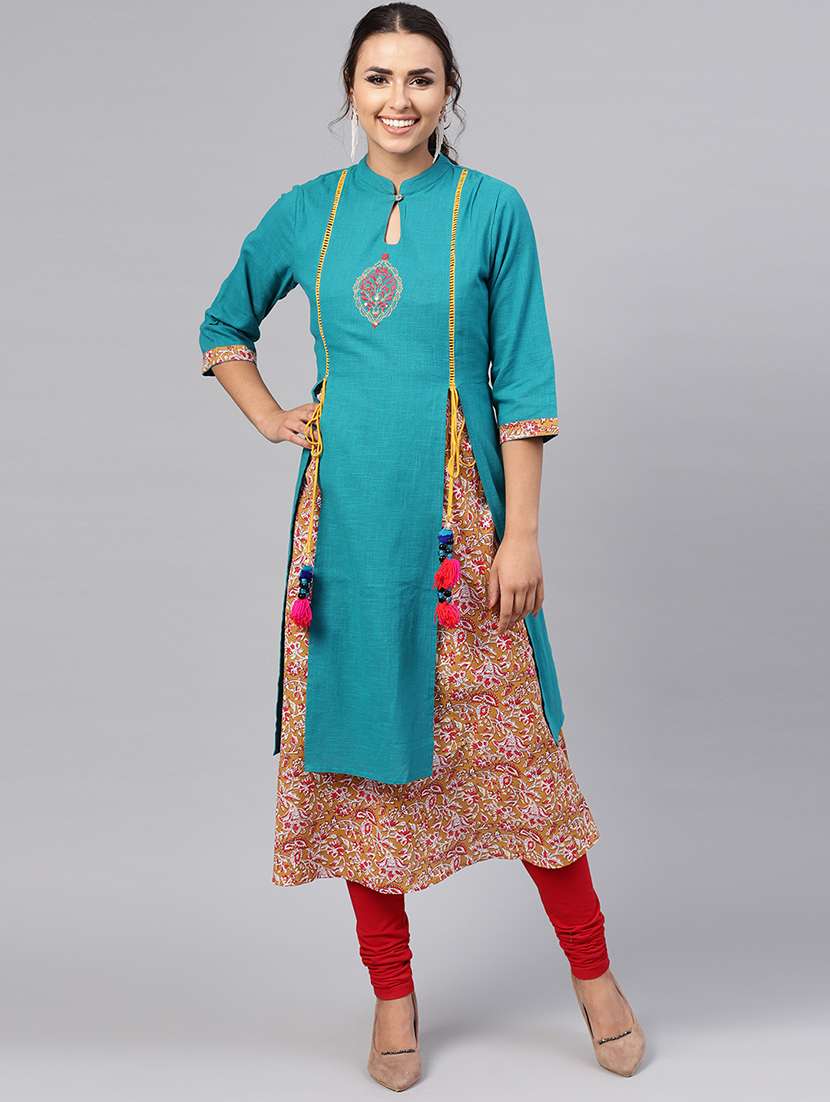 embroidered layered kurta