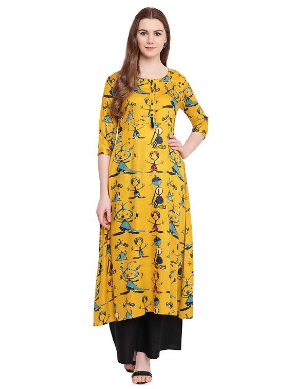 conversational print flared kurta