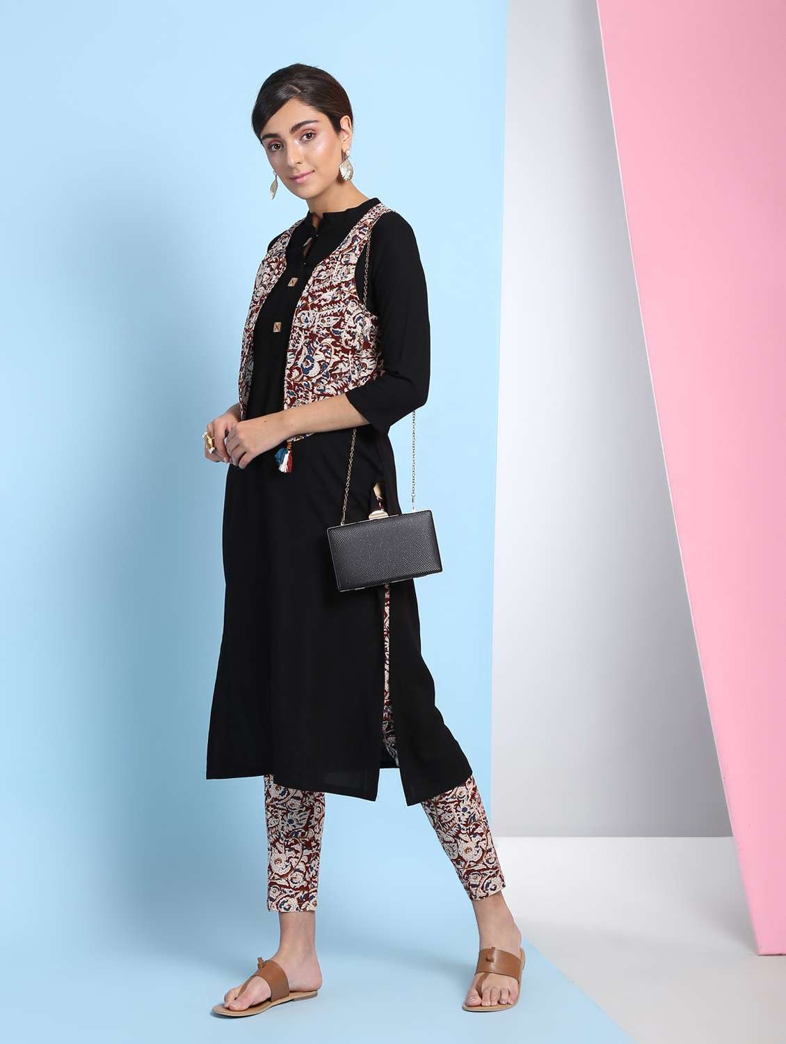 solid kurta with jacket 