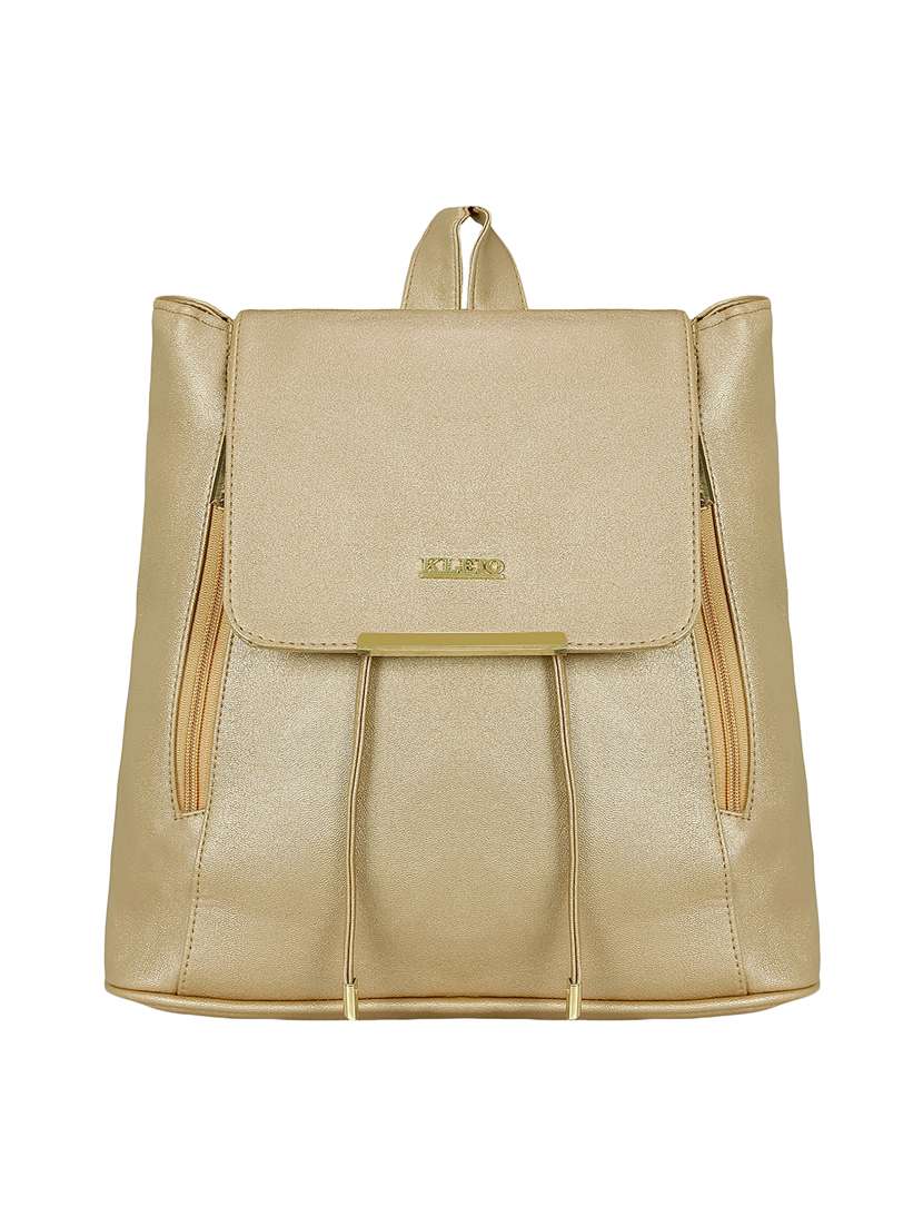 beige leatherette (pu) regular backpack