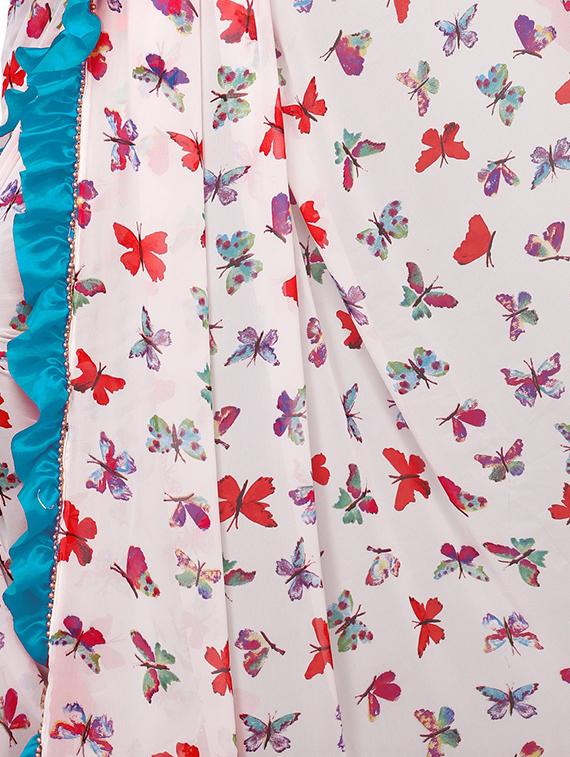 women's floral blue colored saree with blouse - 16246063 - Standard Image - 3