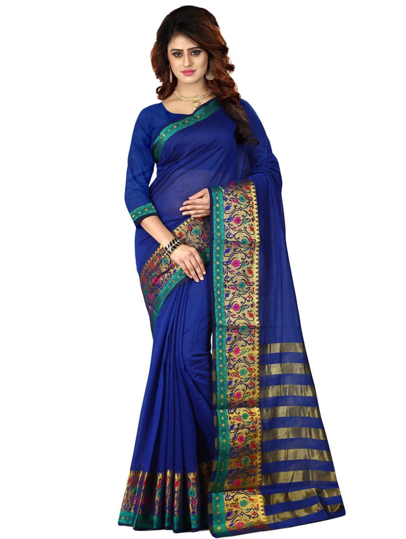 zari bordered banarasi saree with blouse - 16246068 - Zoom Image - 0