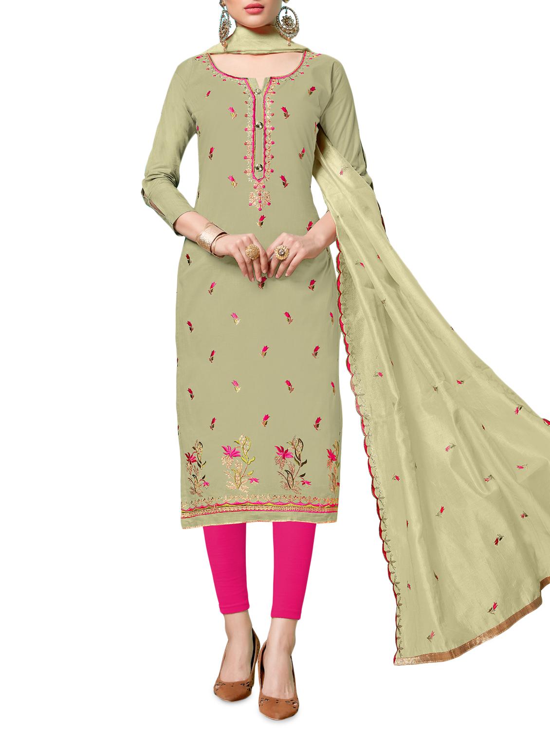 floral embroidered unstitched suit - 16246897 -  Zoom Image - 0