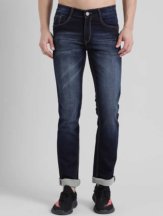 blue heavy washed jeans