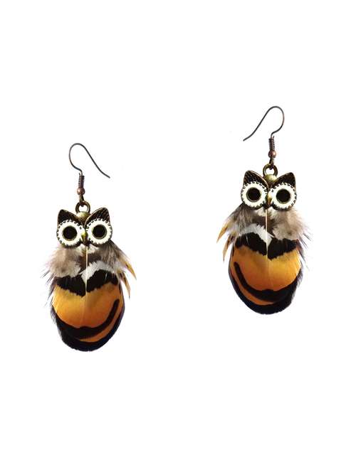 yellow metal drop earring - 16248697 - Standard Image - 0