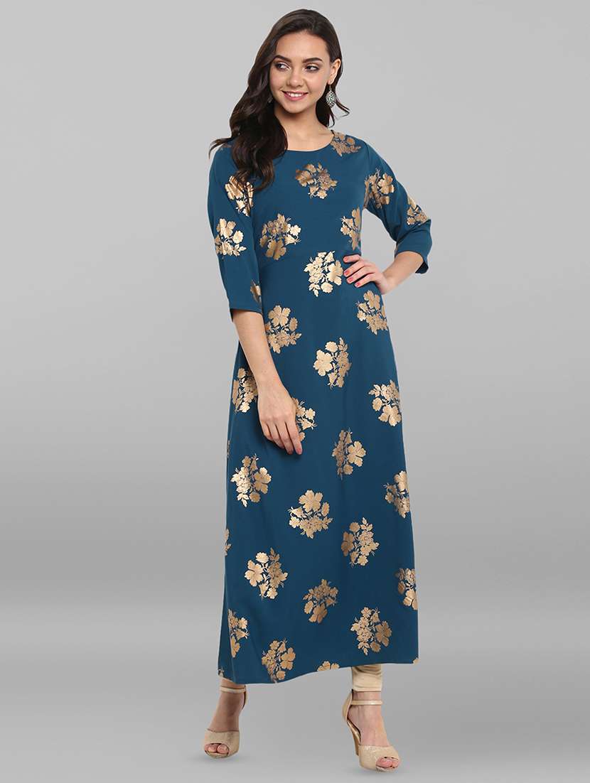 foil printed a-line kurta