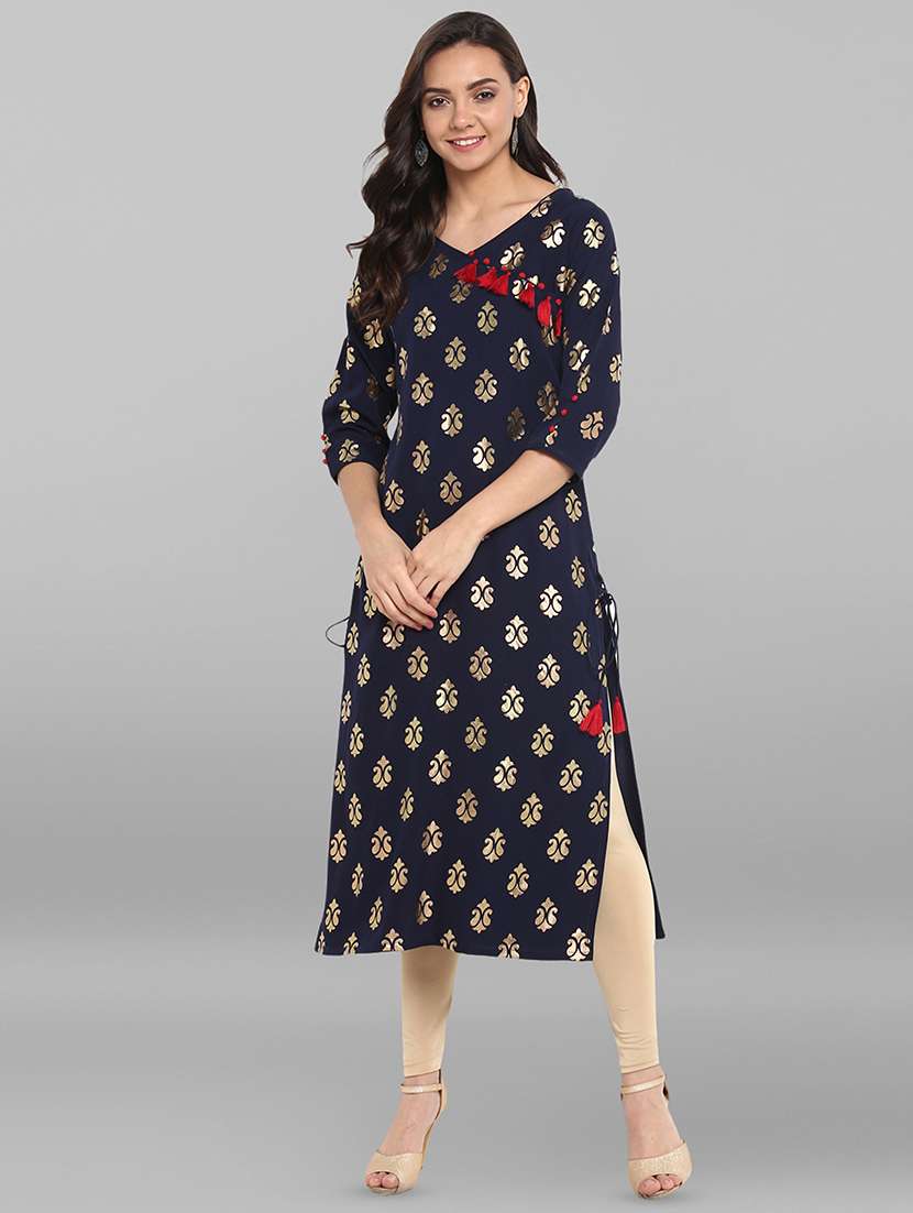 foil printed straight kurta