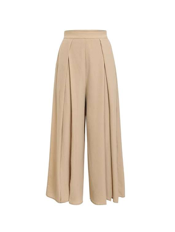 pleat detail solid palazzo