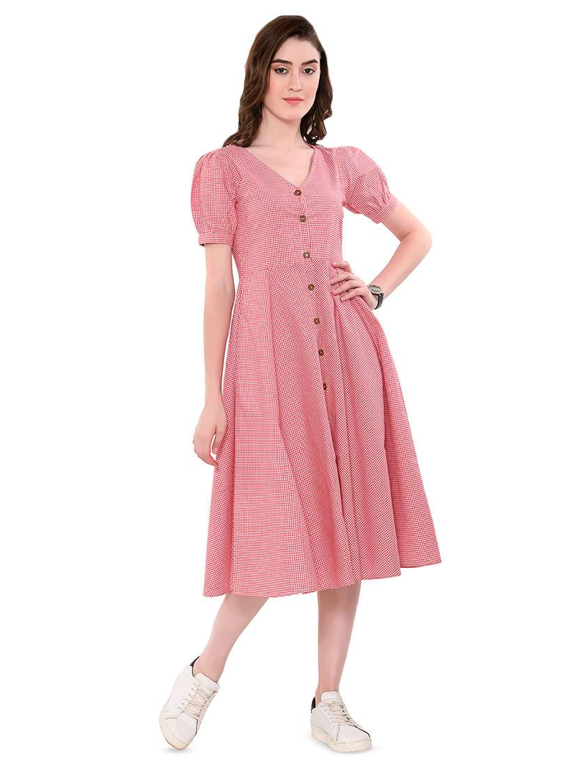 button up checkered dress