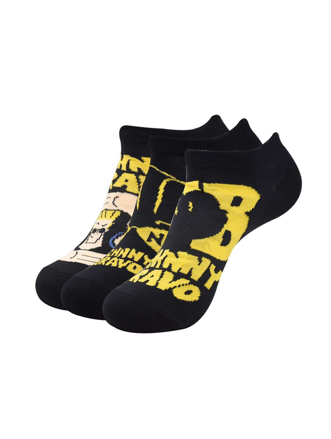 set of 3 black cotton ankle length sock