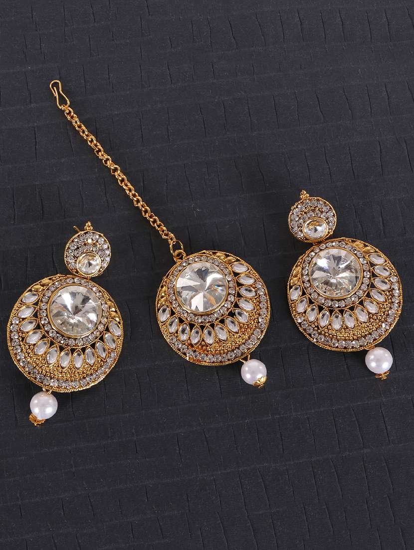 gold brass maang teeka