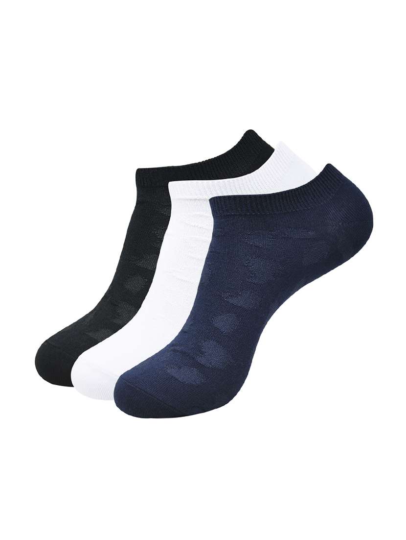 set of 3 multi colored cotton ankle length sock