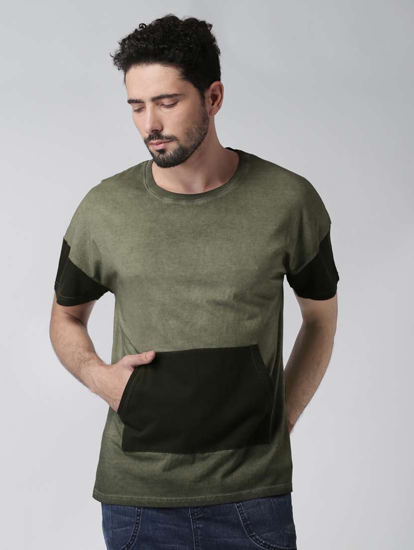 green color block pocket tshirt