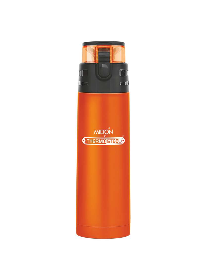 milton atlantis-900 thermosteel hot & cold tea water bottle 750 ml orange
