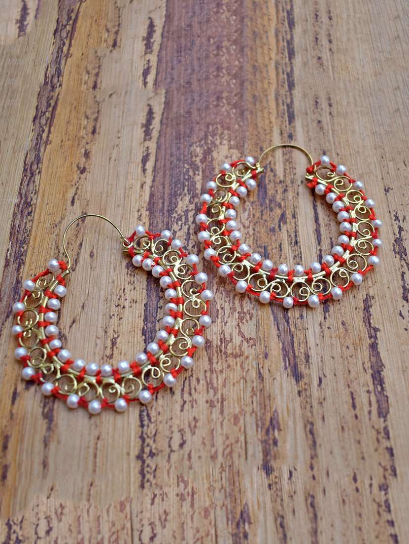 multi colored brass drop earring