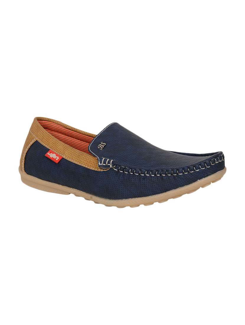 navy blue leatherette slip on loafers