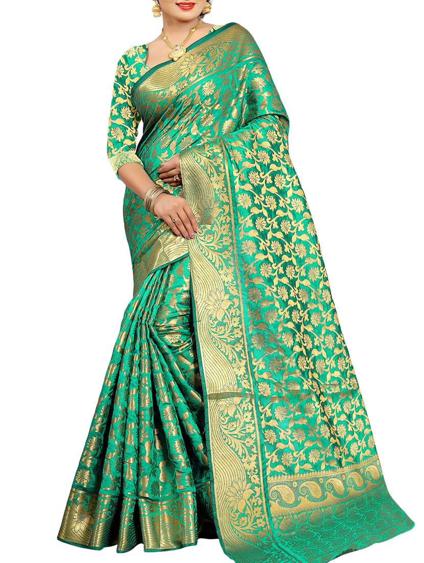 floral zari motif banarasi saree with blouse