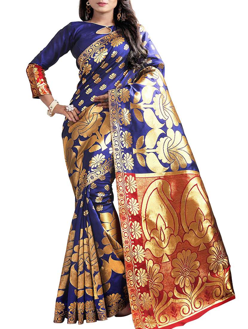 floral zari motif banarasi saree with blouse