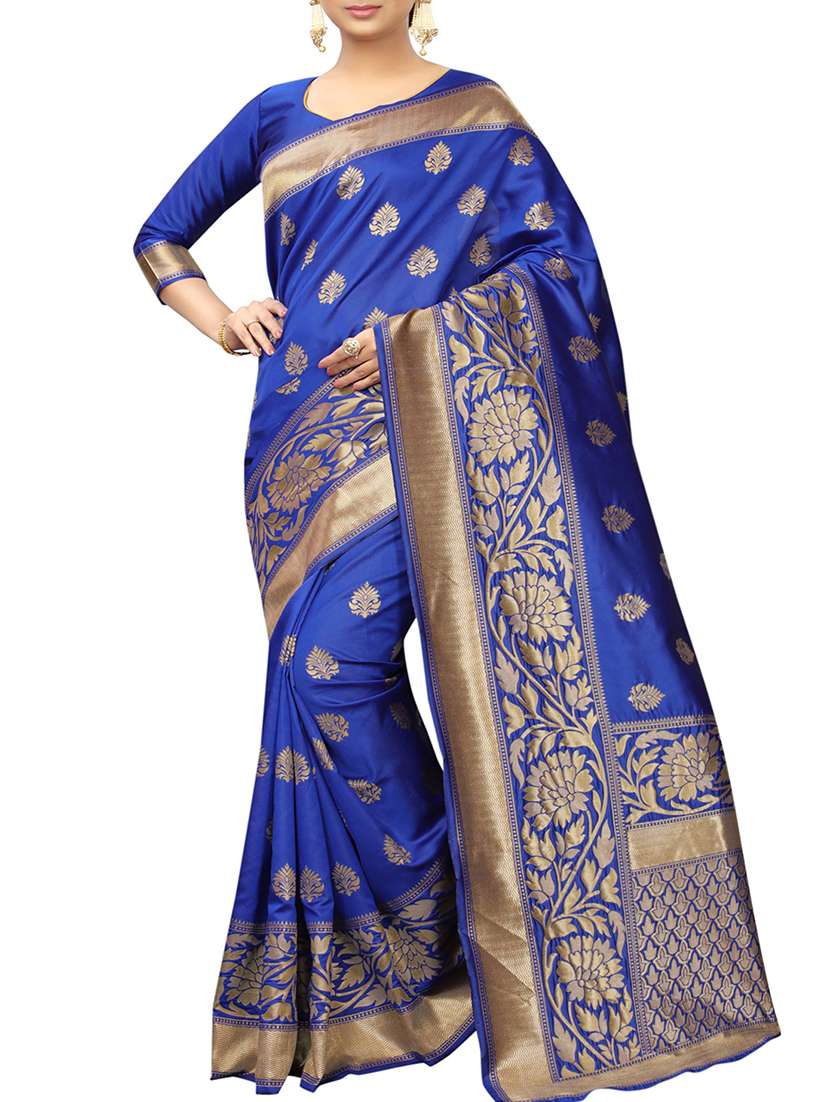 floral zari motif banarasi saree with blouse