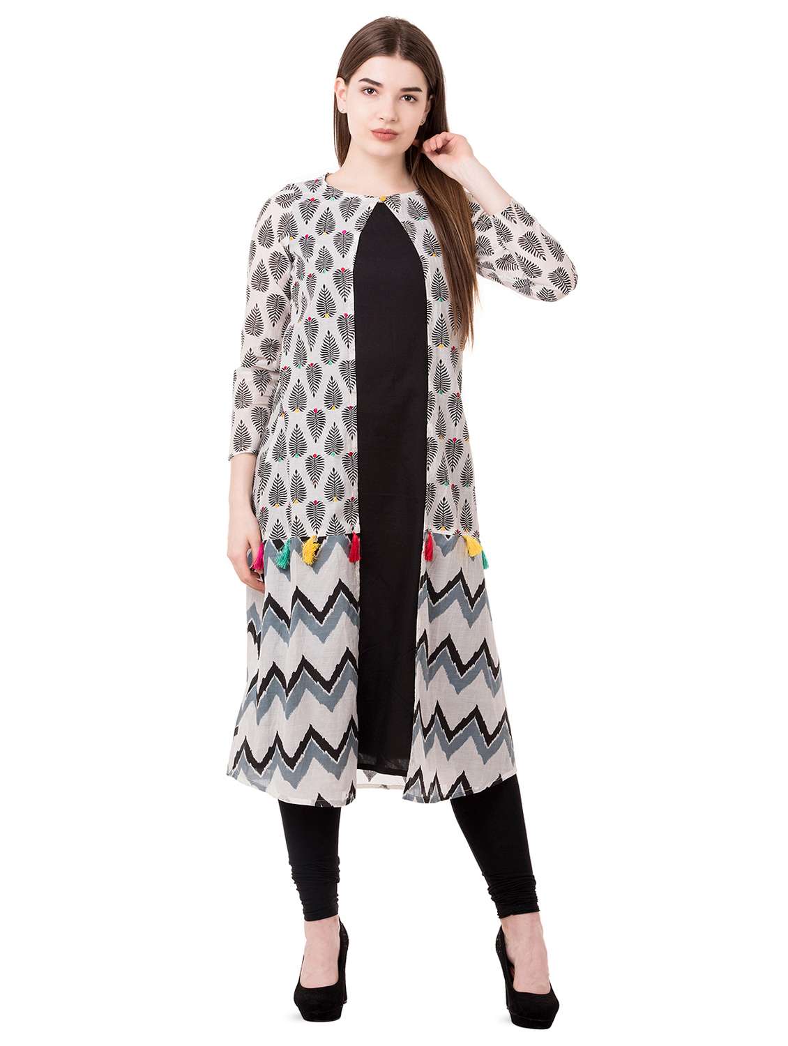 printed kurta with jacket