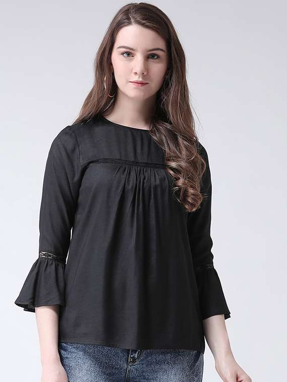 lace string flute sleeves top