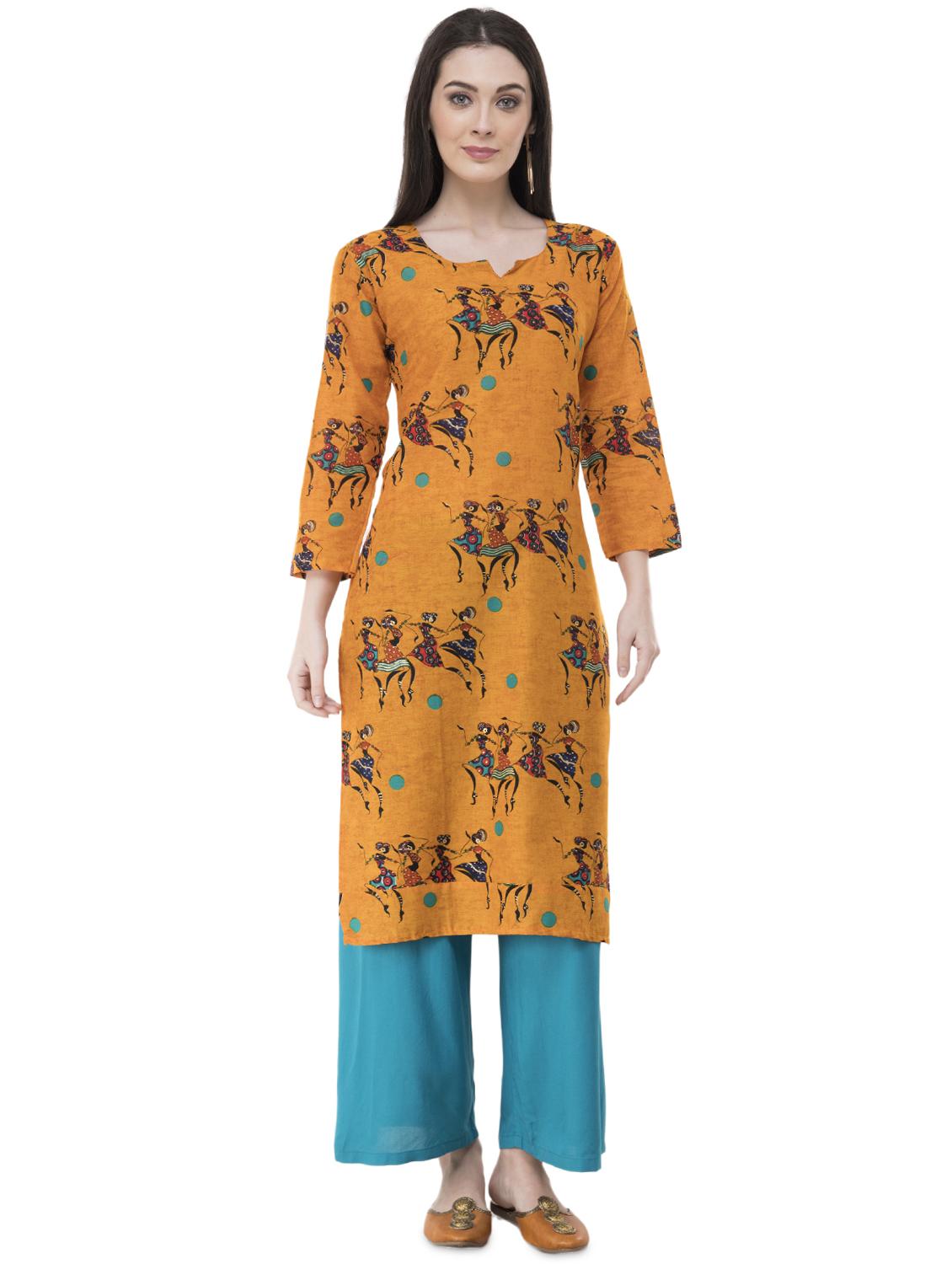 conversational straight kurta - 16271046 - Zoom Image - 0