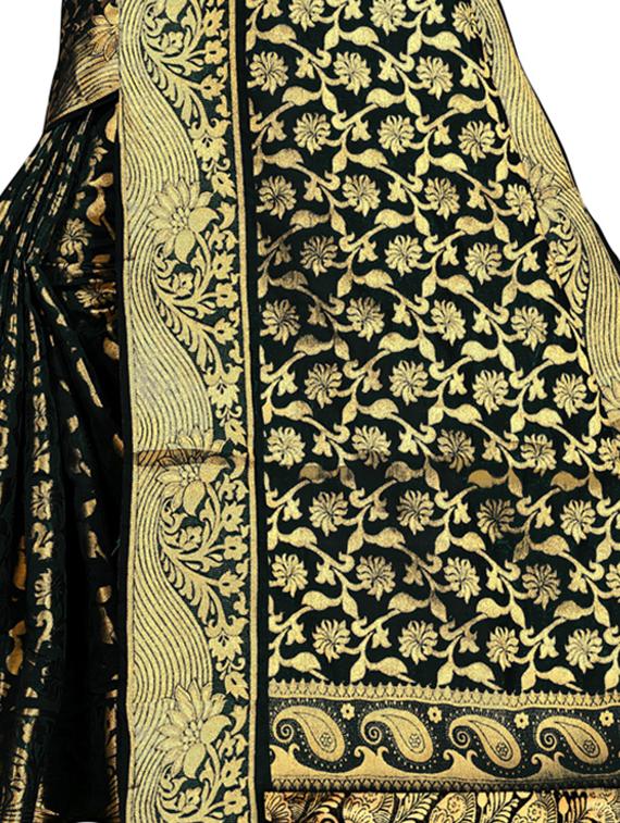 floral zari motif kanjivaram saree with blouse - 16271225 - Standard Image - 3