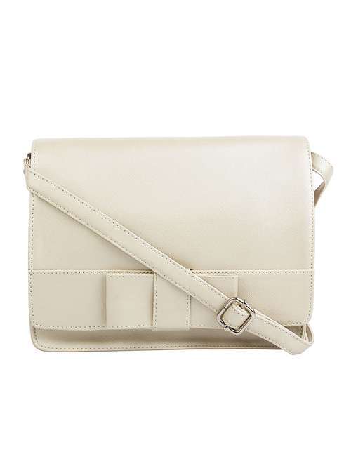 white leatherette (pu) regular sling bag - 16271811 - Standard Image - 0