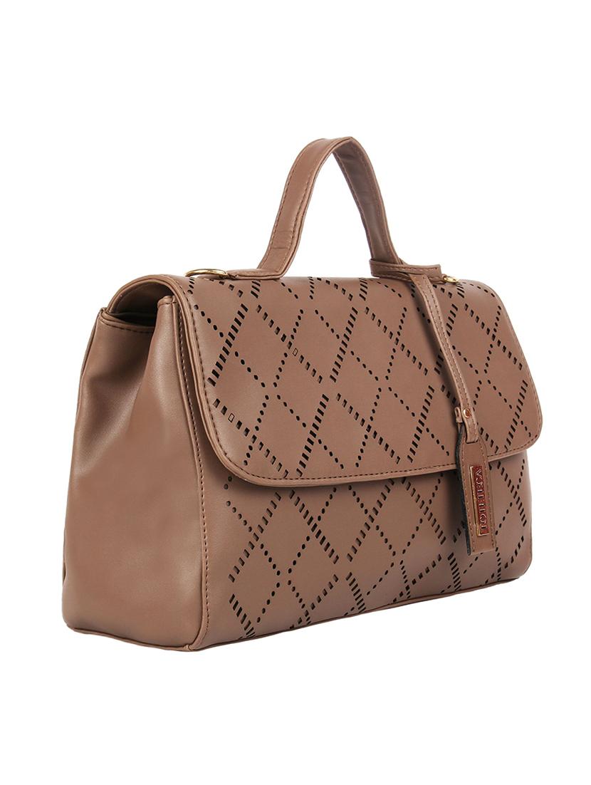 brown leatherette (pu) regular sling bag - 16271831 - Standard Image - 3