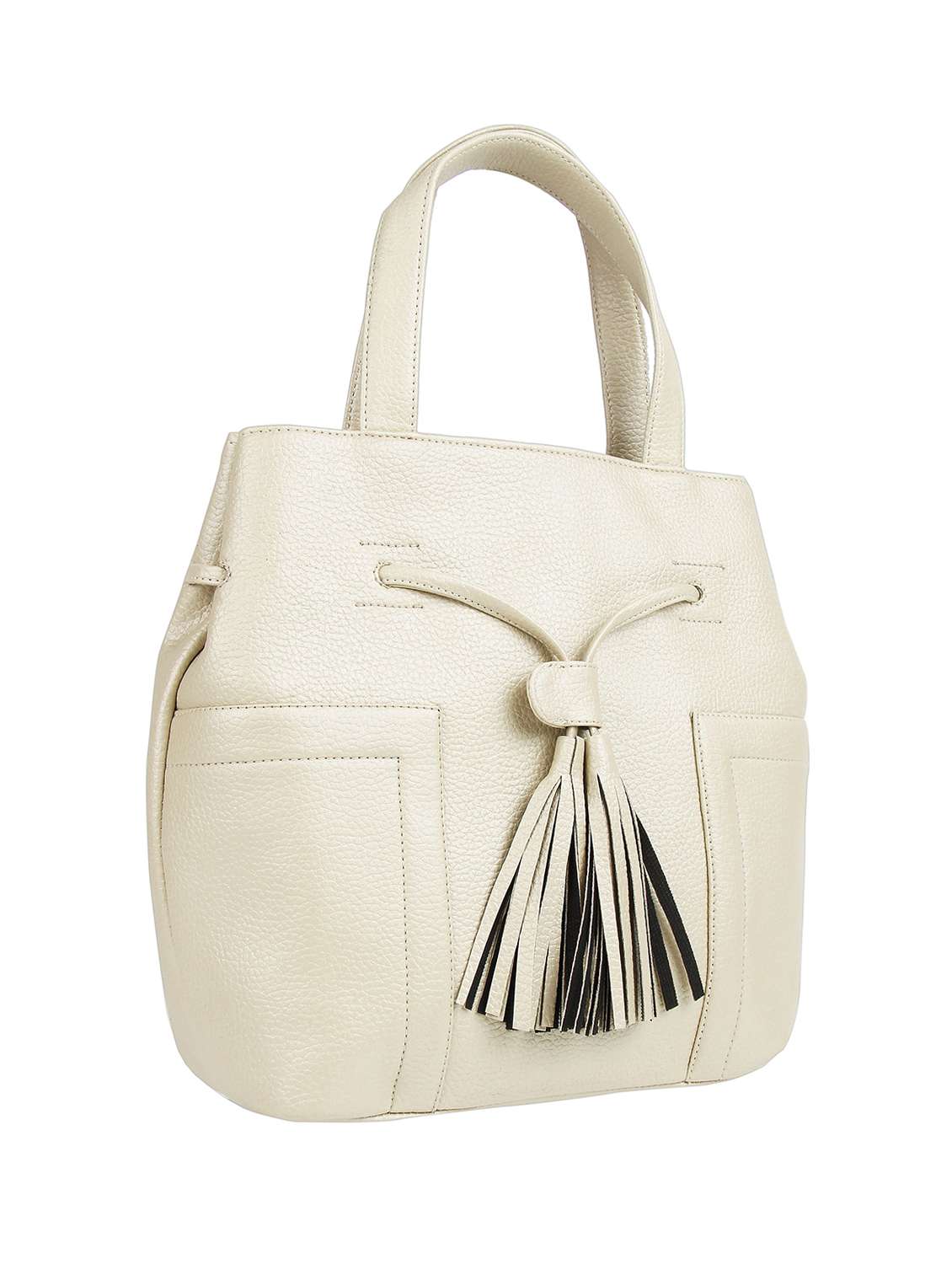 white  leatherette (pu) regular handbag - 16271975 -  Standard Image - 3
