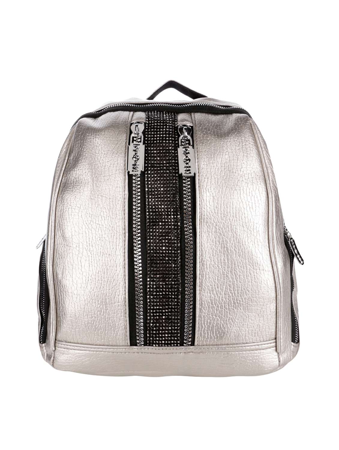 silver leatherette (pu) regular backpack