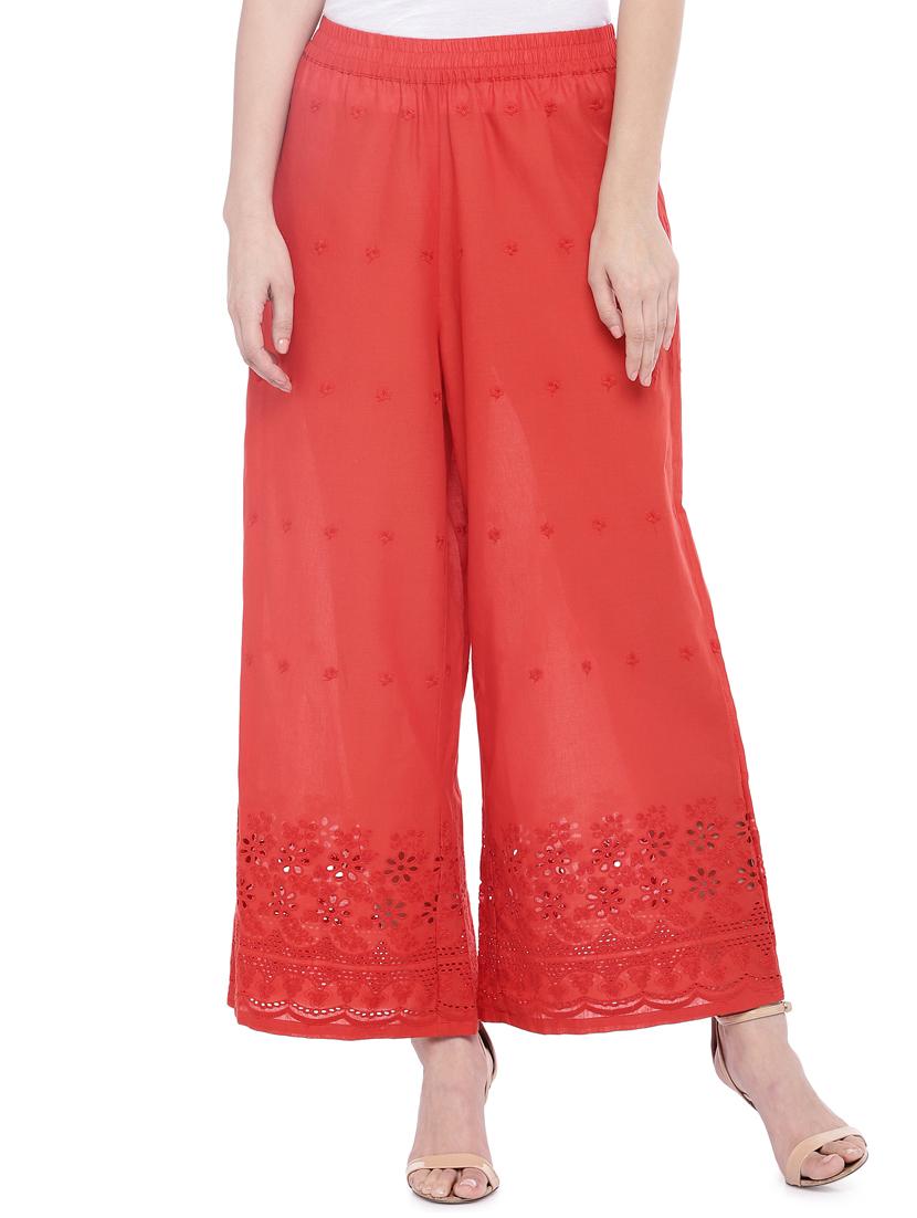 chikankari flared palazzo - 16274185 - Zoom Image - 0