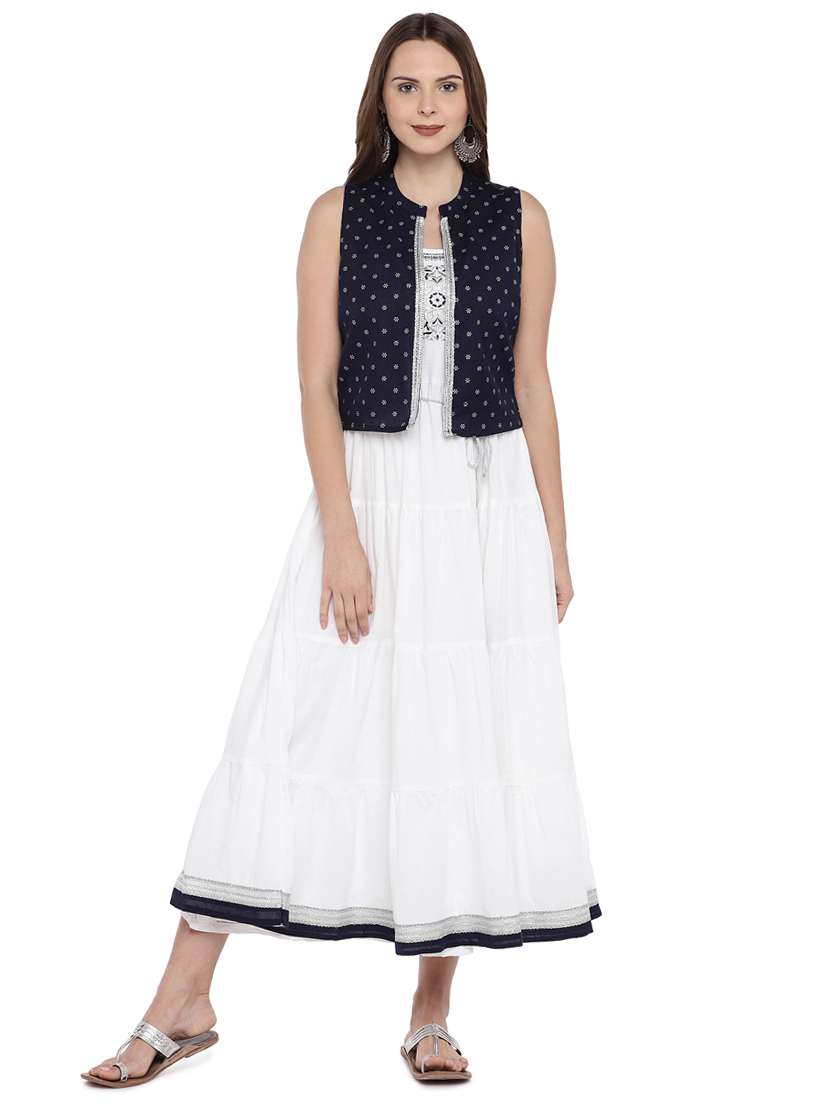 tiered a-line ethnic dress with jacket - 16274239 - Zoom Image - 0
